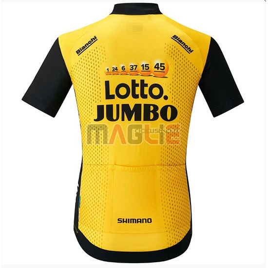 2018 Maglia Lotto NL Jumbo Manica Corta Giallo e Nero